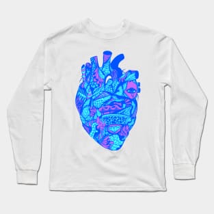 Blue Transparent Heart Long Sleeve T-Shirt